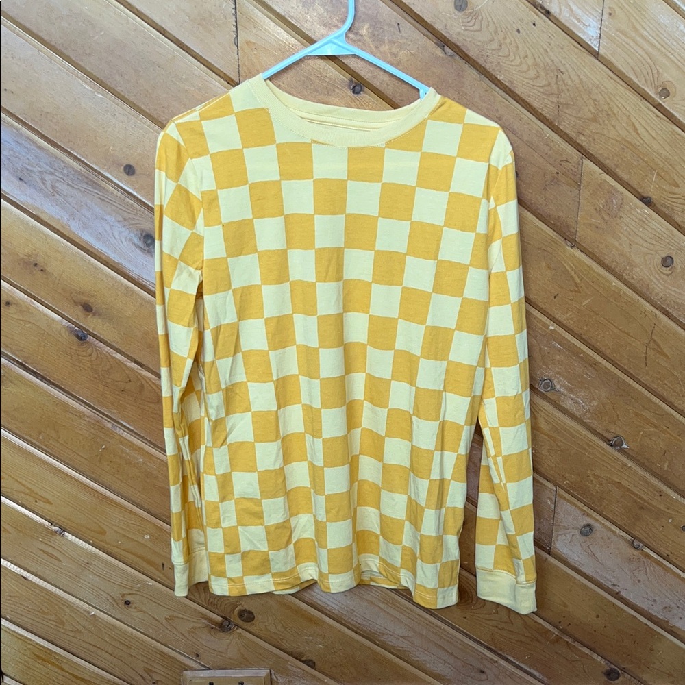 Cat & Jack Yellow Checkered Long Sleeve Tee